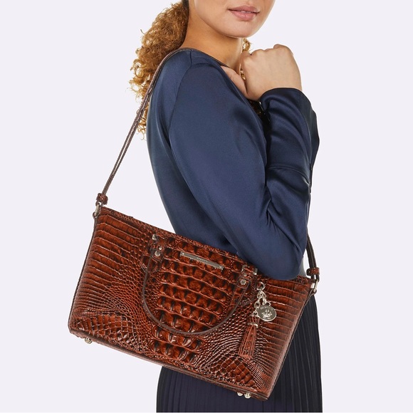 Brahmin Handbags - Brahmin Mini Asher Pecan Crocodile-Embossed Women's Bag